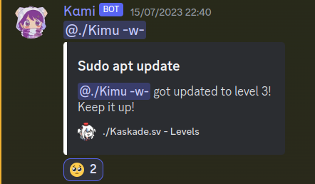 Level up message from the bot